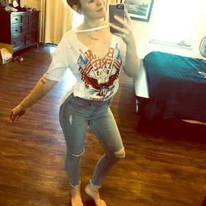 Distressed rock n roll tee